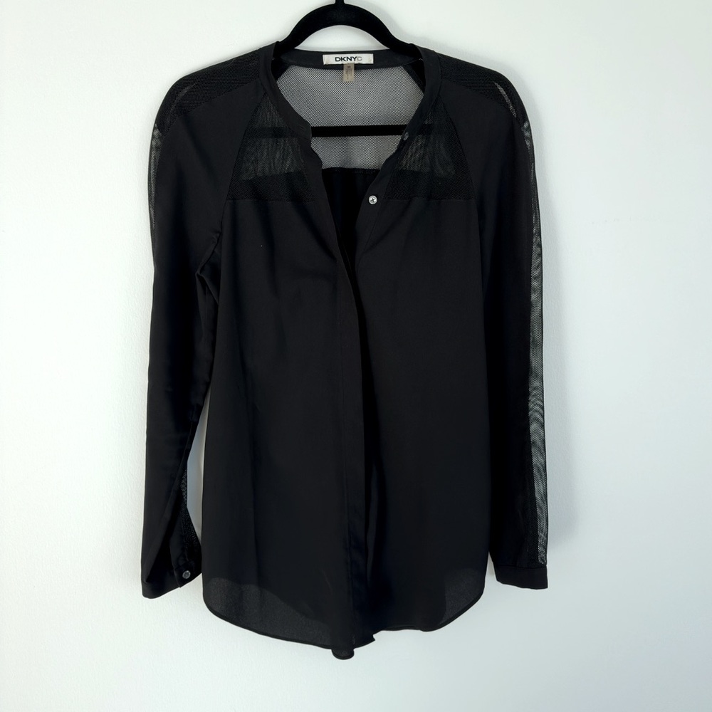 DKNY Black Button Down Long Sleeve Shirt TOP blouse | Size XS Extra Small